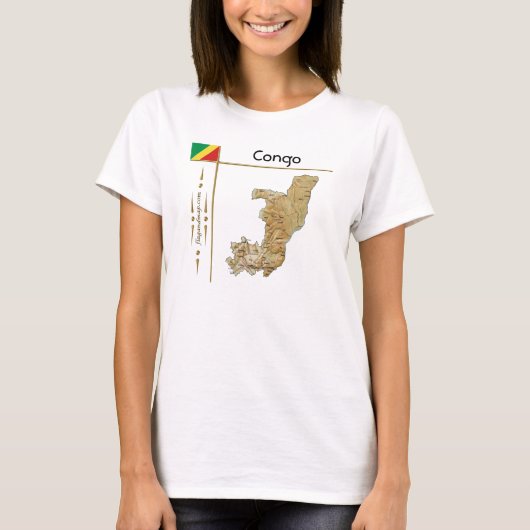 Landkarte Kongo/Brazzaville + Flagge + T - Shirt (Vorderseite)