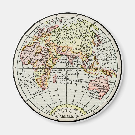 Landkarte Ost-Hemisphäre Globe Travel Art Magnet (Vorne)