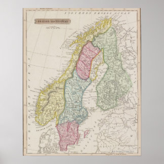 Landkarte Schwedens Poster