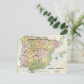 Landkarte Spaniens und Portugals Postkarte (Stehend Vorderseite)