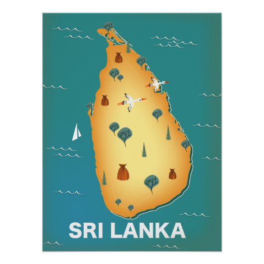 Landkarte Sri Lankas Poster (Vorderseite)