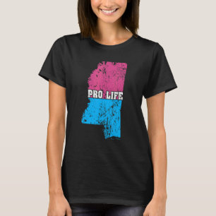 Landkarte Staat Mississippi Abortion Flag Pro Li T-Shirt