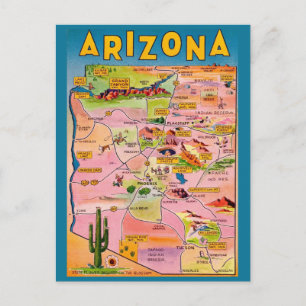 Landkarte von Arizona Postkarte