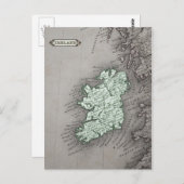 Landkarte von Irland, grün Postkarte (Vorne/Hinten)