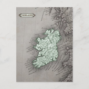 Landkarte von Irland, grün Postkarte