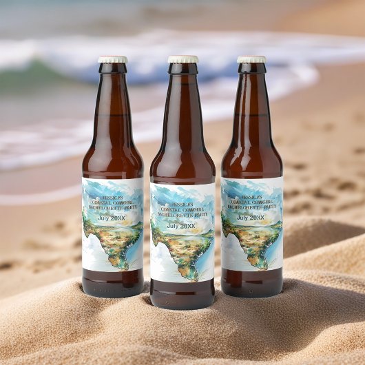 Landkarte von Texas Cowgirl Junggeselinnen-Abschie Bierflaschenetikett