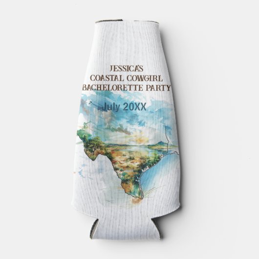Landkarte von Texas Cowgirl Junggeselinnen-Abschie Flaschenkühler (Vorderseite)