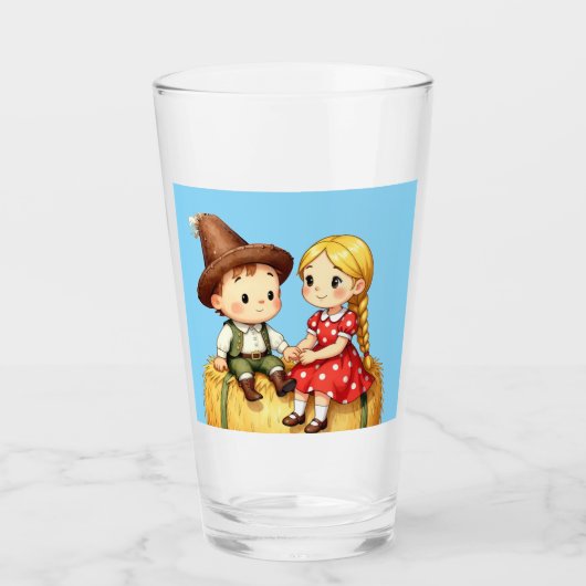 Landkinder auf einem Heuballen, Glas (Vorderseite)