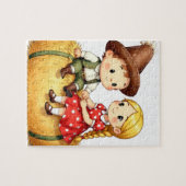 Landkinder auf einem Heuballen, Puzzle (Horizontal)