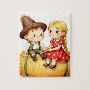 Landkinder auf einem Heuballen, Puzzle