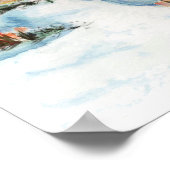 Landkirche im Winter Wasserfarbengebirge Szene Poster (Ecke)