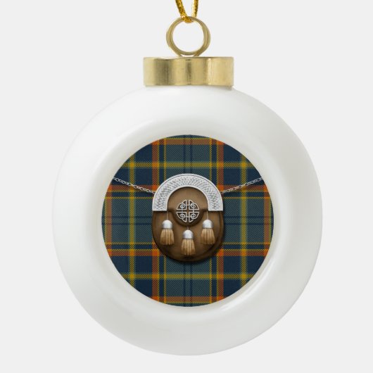 Landkreis-Antrim irischer Tartan und Sporran Keramik Kugel-Ornament (Vorderseite)