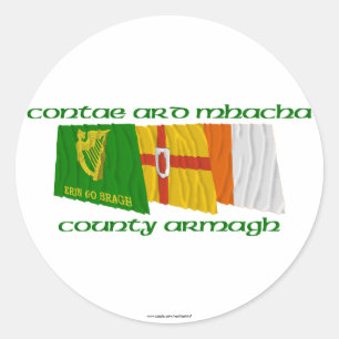 Landkreis-Armagh-Flaggen Runder Aufkleber
