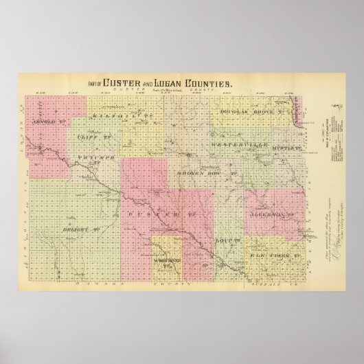 Landkreis Custer und Logan, Nebraska Poster (Vorne)