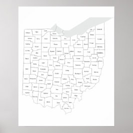 Landkreis der Ohio Staat Karte Poster