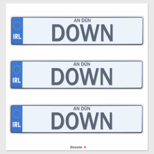 Landkreis-Down-Irish Reg Plate Decal Stickers x 3 Aufkleber (Blatt)