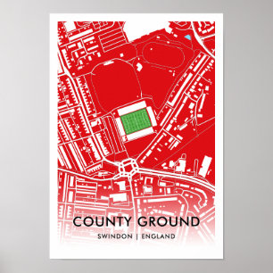 Landkreis Ground Stadium Karte - Zuhause Swindon T Poster