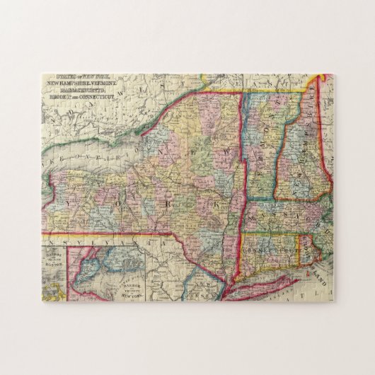 Landkreis Karte der Staaten von New York Puzzle (Horizontal)