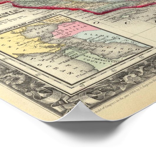 Landkreis-Karte Kaliforniens Poster (Ecke)