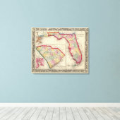 Landkreis Karte von Florida Leinwanddruck (Insitu (Holzboden))