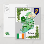 Landkreis-Karte von Irland Postkarte (Vorne/Hinten)
