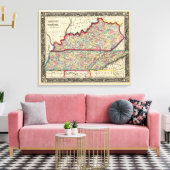 Landkreis Karte von Kentucky und Tennessee Leinwanddruck (Insitu (Wohnzimmer))