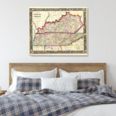 Landkreis Karte von Kentucky und Tennessee Leinwanddruck (Insitu (Schlafzimmer))