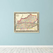 Landkreis Karte von Kentucky und Tennessee Leinwanddruck (Insitu (Holzboden))
