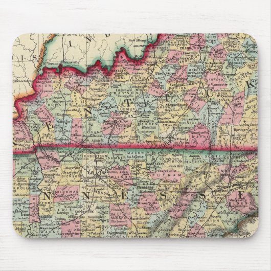 Landkreis Karte von Kentucky und Tennessee Mousepad (Vorne)