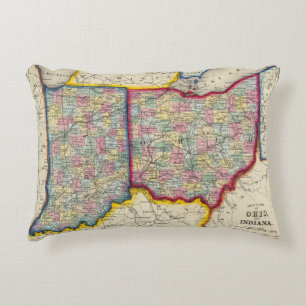 Landkreis-Karte von Ohio und von Indiana Dekokissen