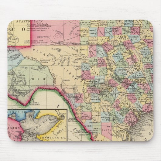 Landkreis Karte von Texas Mousepad (Vorne)