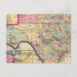Landkreis-Karte von Texas Postkarte