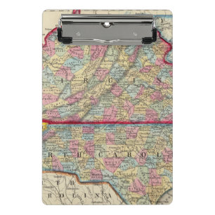 Landkreis-Karte von Virginia und von Nord-Carolina Mini Klemmbrett