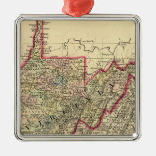 Landkreis-Karte West Virginia Silbernes Ornament