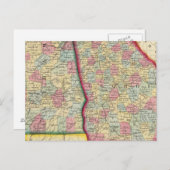 Landkreis Map Georgien und Alabama Postkarte (Vorne/Hinten)