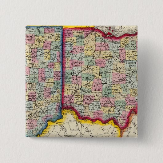 Landkreis Map of Ohio und Indiana Button (Vorderseite)