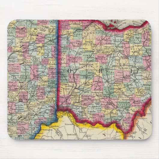 Landkreis Map of Ohio und Indiana Mousepad (Vorne)