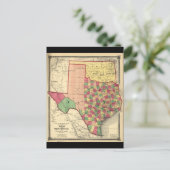 Landkreis Map of Texas and Indian Territory (1874) Postkarte (Stehend Vorderseite)