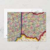 Landkreis Map von Ohio und Indiana Postkarte (Vorne/Hinten)