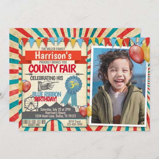 Landkreis Messe Geburtstagsparty Einladung (Vorne/Hinten)