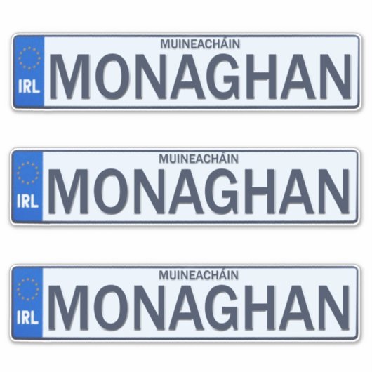 Landkreis Monaghan Irish Reg Plate Decal Stickers  Aufkleber (Vorderseite)