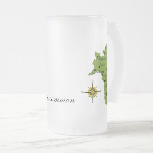Landkreis Roscommon Karten-u. Wappen-Tassen Mattglas Bierglas (VorderseiteRechts)