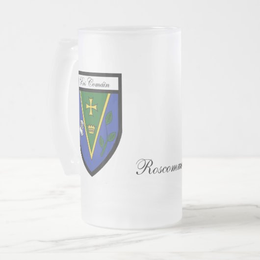 Landkreis Roscommon Karten-u. Wappen-Tassen Mattglas Bierglas (Vorderseite Links)
