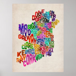 Landkreis-Textabbildung Irlands Eire Poster