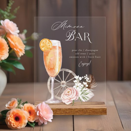 Landkreis Western Wasserfarbe Mimosa Bar Acrylschild