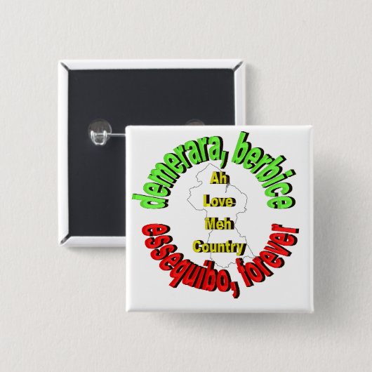 Landkreise von Guyana-Knopf Button (Vorne & Hinten)