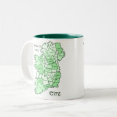 Landkreise von Irland-Karte Zweifarbige Tasse (Vorderseite Links)