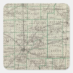 Landkreise von Platt, De Witt, Macon, Shelby Quadratischer Aufkleber