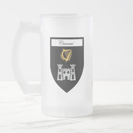 LandkreisKerrykarten-u. -Wappen-Tassen Mattglas Bierglas (Links)