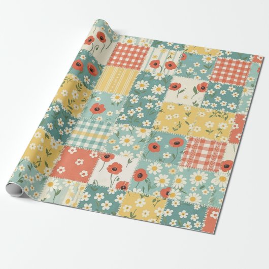Landküchen-Blumenmuster Geschenkpapier (Ungerollt)
